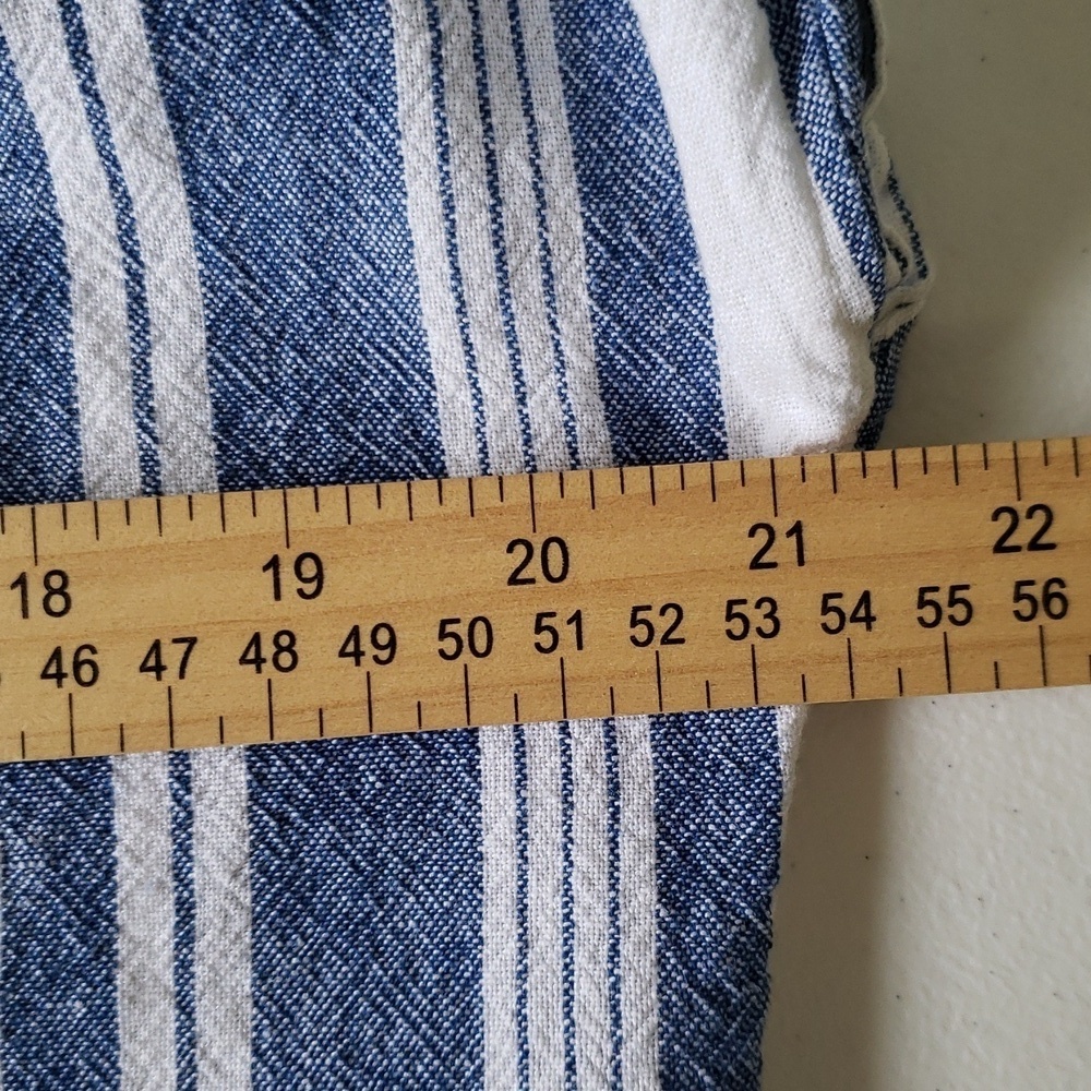 Old Navy Linen Blend Midi Shirtdress Medium Blue White Striped Coastal Beach - Picture 9 of 12